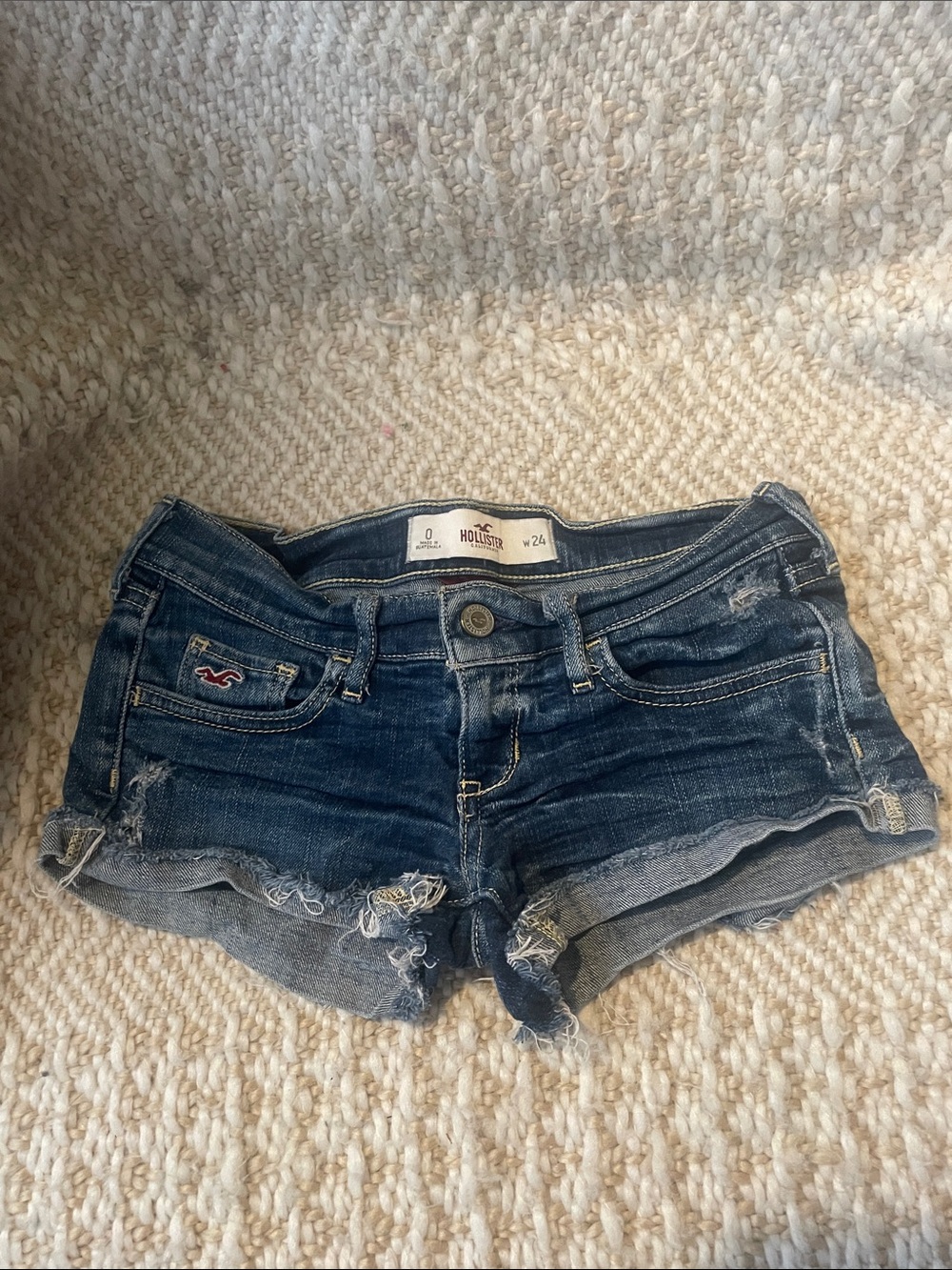 Hollister Dark Blue Distressed Denim Jean Shorts